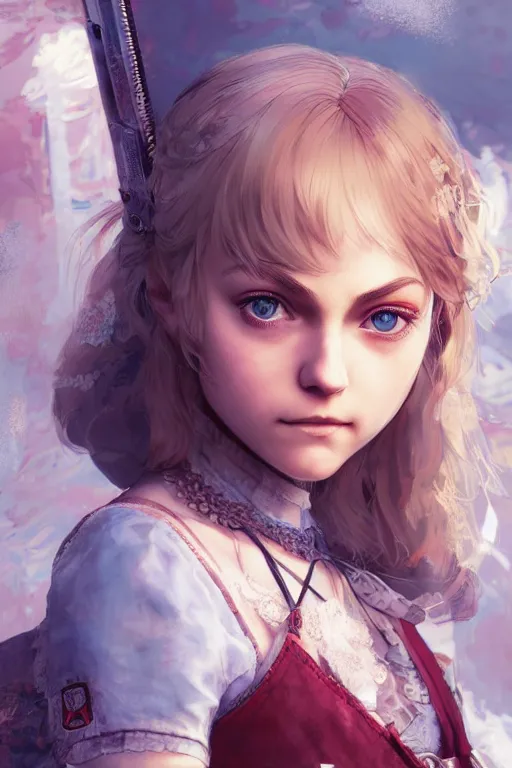 Image similar to character portrait of Annasophia Robb with gorgeous detailed eyes, color page, tankoban, 4 k, tone mapping, doll, akihiko yoshida, james jean andrei riabovitchev marc simonetti, yoshitaka amano, willowy frame,
