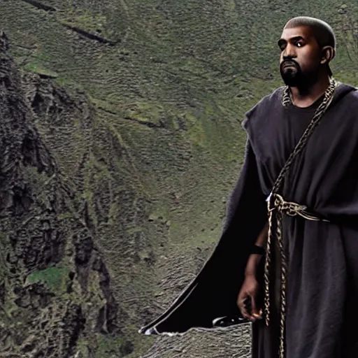 Image similar to kanye west on a quest in lord of the rings