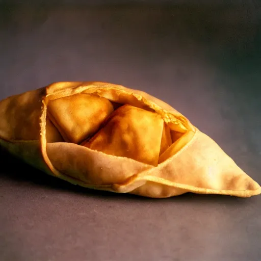 Prompt: Football shaped samosa, 8k 35mm film look