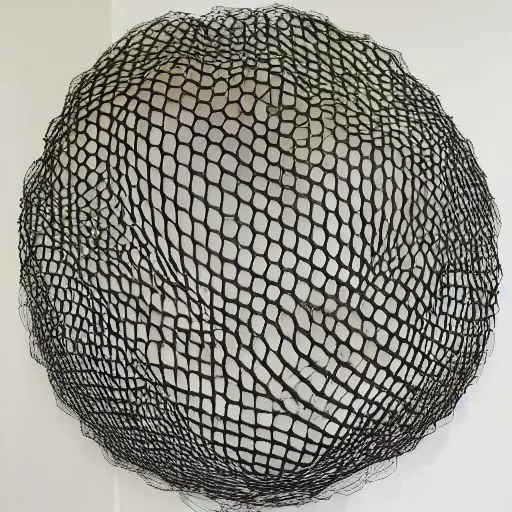 Image similar to land art sculpture with honey comb mesh wire