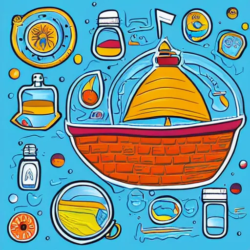 Image similar to Ship in a bottle, sticker, colorful, illustration, highly detailed, no jagged lines, vector art, smooth