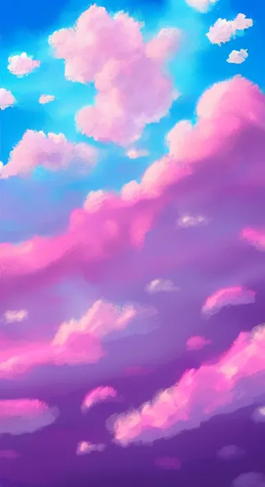 Image similar to pink clouds, under blue clouds, in space, background artwork, digital art, award winning, pixel art