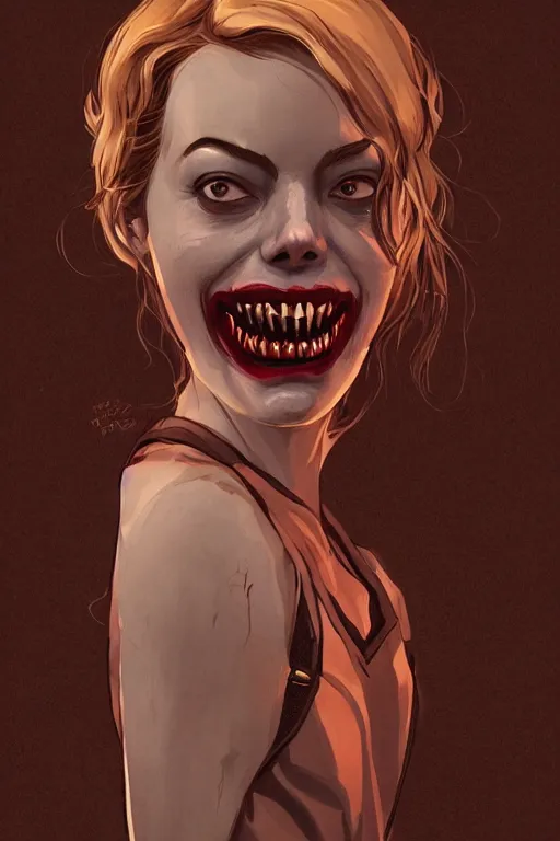 Image similar to emma stone in sleepy hollow, full body, big two toned eyes, teeth gritted, horror, intricate details, cinematic, epic, realistic, anatomy, tomer hanuka, uplight, artstation, photorealistic, scary