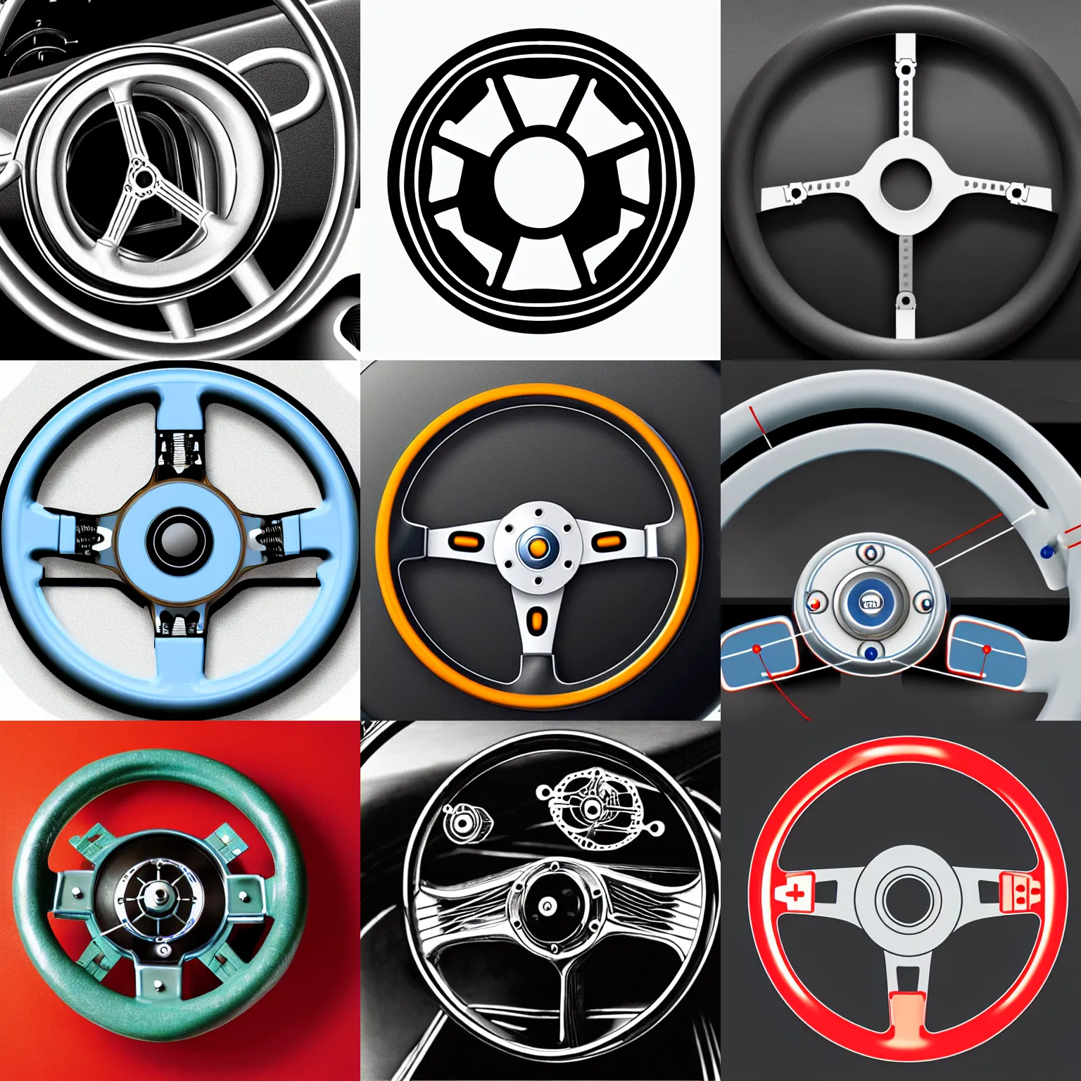 Prompt: Icon of a steering wheel circuit