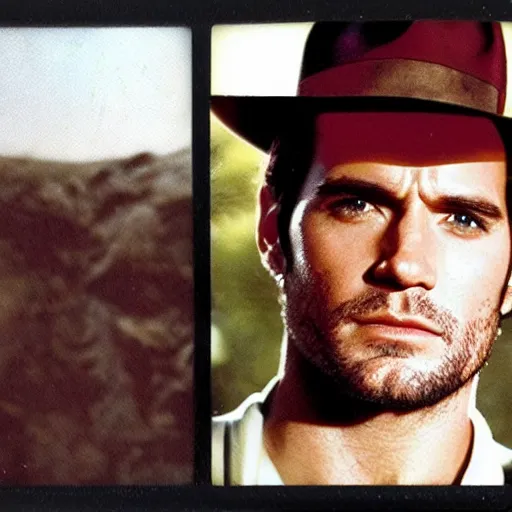 Image similar to Polaroid image of Henry Cavill as Indiana Jones