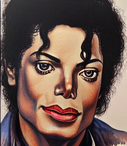 Image similar to portrait of michael jackson by philip pearlstein, high quality, high detail