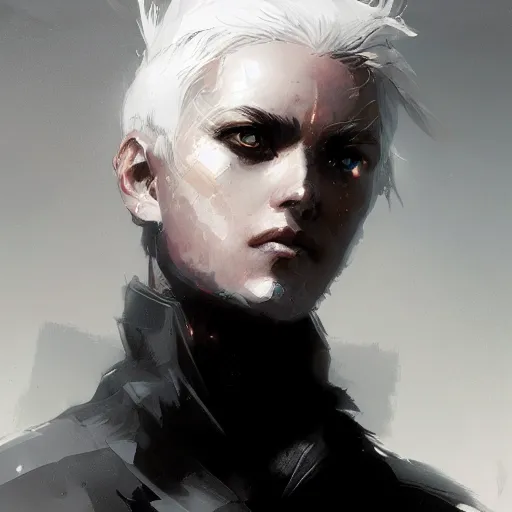 Image similar to portrait of a white hair white eye knight, dramatic lighting, illustration by Greg rutkowski, yoji shinkawa, 4k, digital art, concept art, trending on artstation