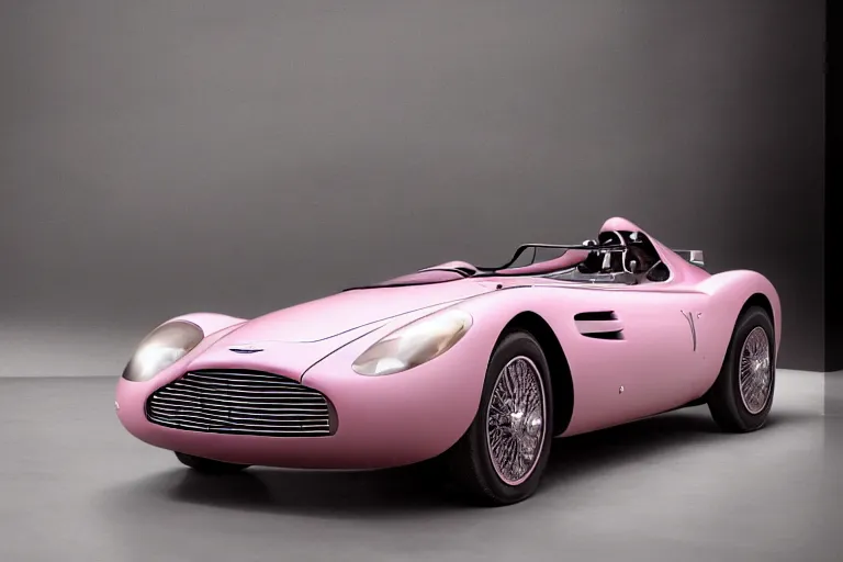 Prompt: Elegant photography of the pink panther car designed by Aston Martin