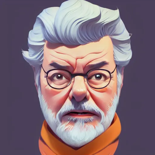 Image similar to face icon stylized minimalist george lucas, loftis, cory behance hd by jesper ejsing, by rhads, makoto shinkai and lois van baarle, ilya kuvshinov, rossdraws global illumination