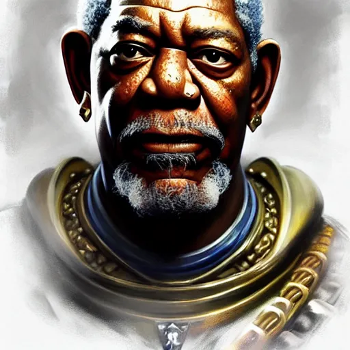 Prompt: portrait of warhammer 4 0 k morgan freeman, intricate, headshot, highly detailed, digital painting, artstation, concept art, sharp focus, cinematic lighting, illustration, art by artgerm and greg rutkowski, alphonse mucha, cgsociety