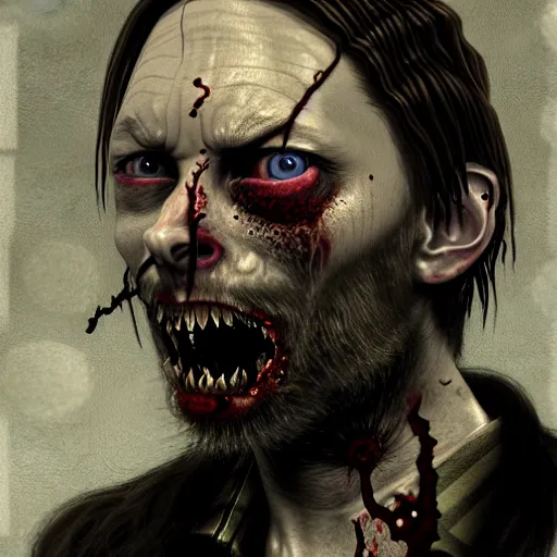 Image similar to thom yorke as a zombie, 7 days to die zombie, fine art, award winning, intricate, elegant, sharp focus, cinematic lighting, digital painting, 8 k concept art, art by z. w. gu, art by brom, art by michael hussar, 8 k