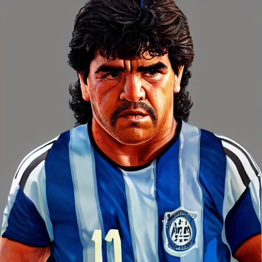 Prompt: diego armando maradona by mark brooks, hd, hyper detailed, 4 k - h 6 4 0