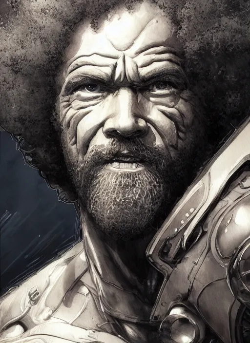 Prompt: portrait, Epic robot Bob Ross, watercolor, dramatic lighting, cinematic, establishing shot, extremly high detail, foto realistic, cinematic lighting, pen and ink, intricate line drawings, by Yoshitaka Amano, Ruan Jia, Kentaro Miura, Artgerm, post processed, concept art, artstation, matte painting, style by eddie mendoza, raphael lacoste, alex ross