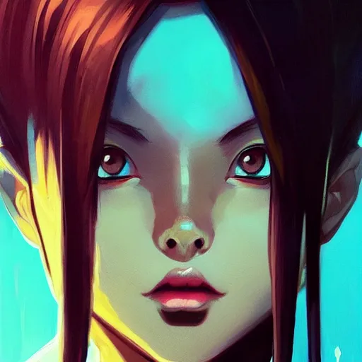 Image similar to A potrait of an alien with big and cute eyes, fine-face, realistic shaded perfect face, fine details. Night setting. Very anime style. Realistic shaded lighting poster by Ilya Kuvshinov katsuhiro, magali villeneuve, artgerm, Jeremy Lipkin and Michael Garmash, Rob Rey and Kentarõ Miura style, trending on art station