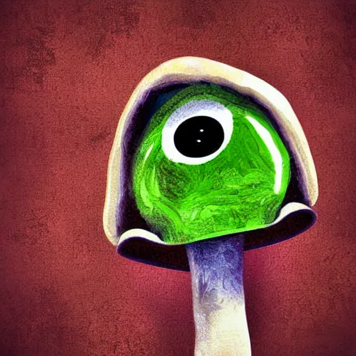 Image similar to digital art, mushroom with googly eyes