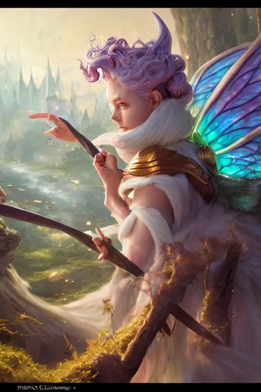 Image similar to legendary fairy prince wizard cast a spell, highly detailed, d & d, fantasy, highly detailed, digital painting, trending on artstation, concept art, sharp focus, illustration, global illumination, ray tracing, realistic shaded, art by artgerm and greg rutkowski and fuji choko and viktoria gavrilenko and hoang lap