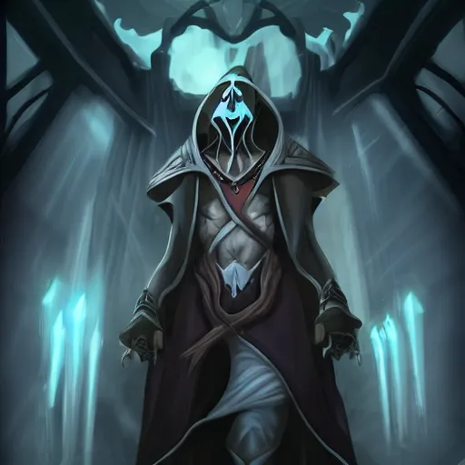 Prompt: Karthus from League of Legends with attractive male muscle body