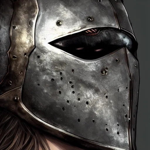 Prompt: realistic skyrim iron helmet with horns, close up, digital art, by greg rutkowski, 4 k