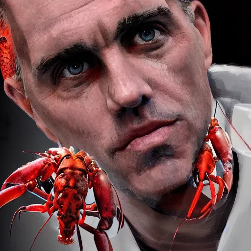 Image similar to Jordan Peterson made from lobsters, artstation