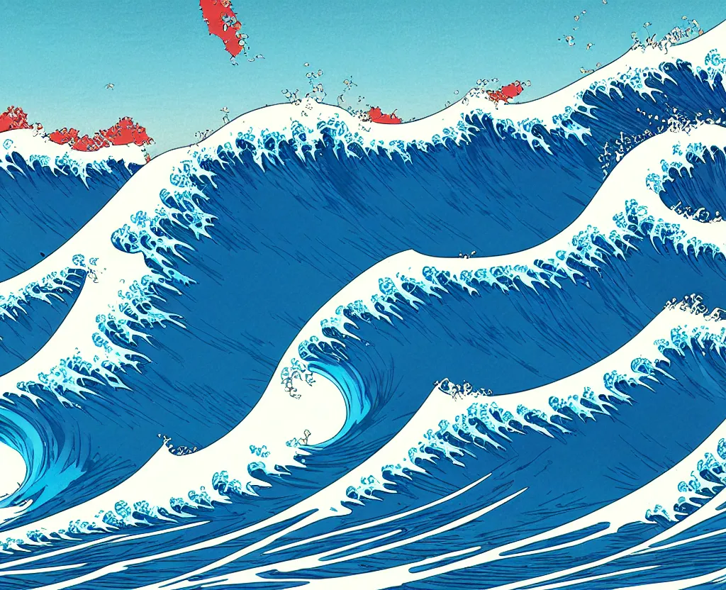 Image similar to banzai pipeline barrel ; ultra - realistic 3 d depth shading ; third reef pipeline by katsushika hokusai