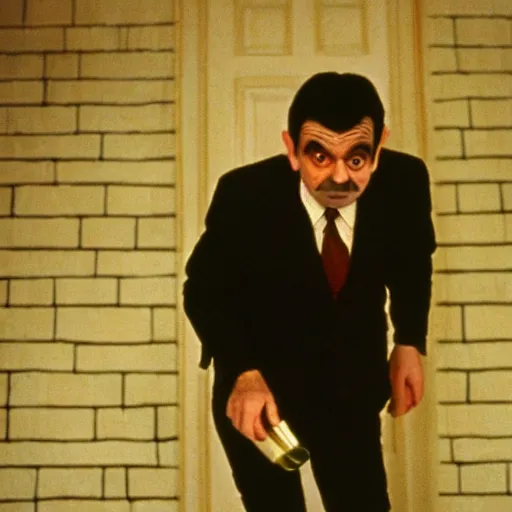 Image similar to A still of Mr Bean in The Shining