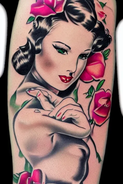 Image similar to pinup girl tattoo by Ryan Ashley