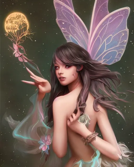 Image similar to a beautiful fairy, Ross Tran and Michael Whelan