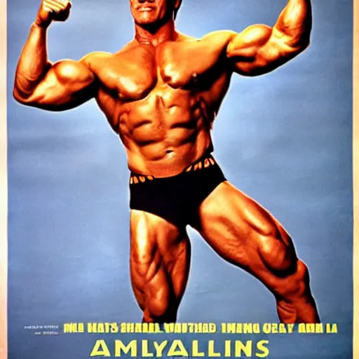 Image similar to arnold schwarzenegger in a 6 0 s movie poster, epic, cinema