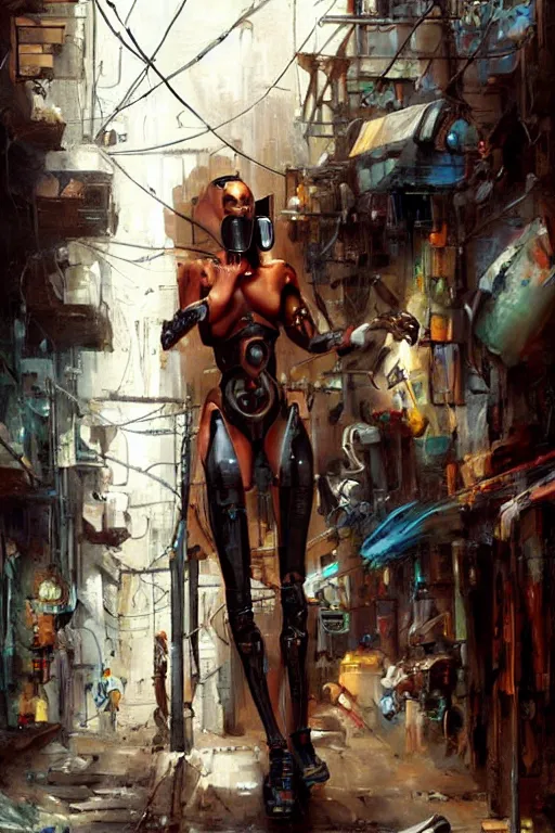 Image similar to a cyborg!! sphynx cat!!, in a cyberpunk alleyway by daniel gerhartz