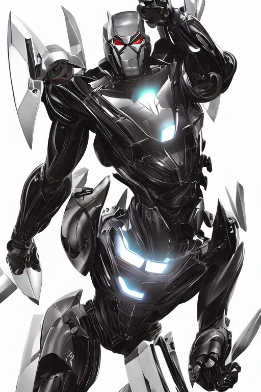 Image similar to tesla transformer bot, marvel comics, by artgerm, trending on artstation