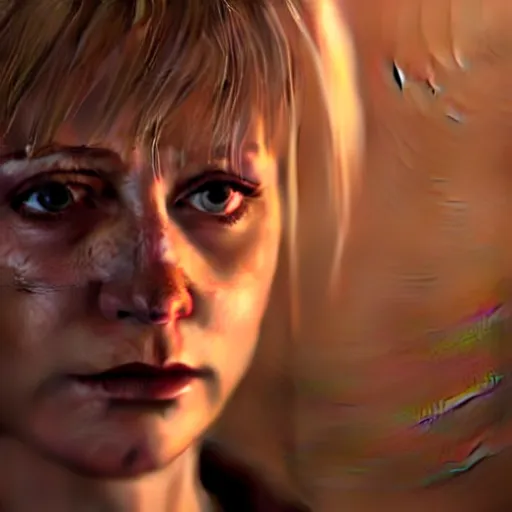 Image similar to close up portrait of heather mason in silent hill 3, 8 k, realistic,