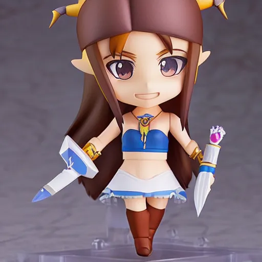 Image similar to high quality portrait flat matte painting of cute girl in the style of nendoroid and Toon Zelda , flat anime style, thick painting, medium close-up