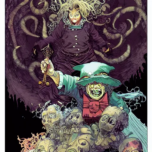 Image similar to the laughing witch, by yoichi hatakenaka, masamune shirow, josan gonzales and dan mumford