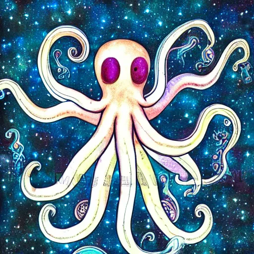 Prompt: astral octopus with galaxies inside the arms