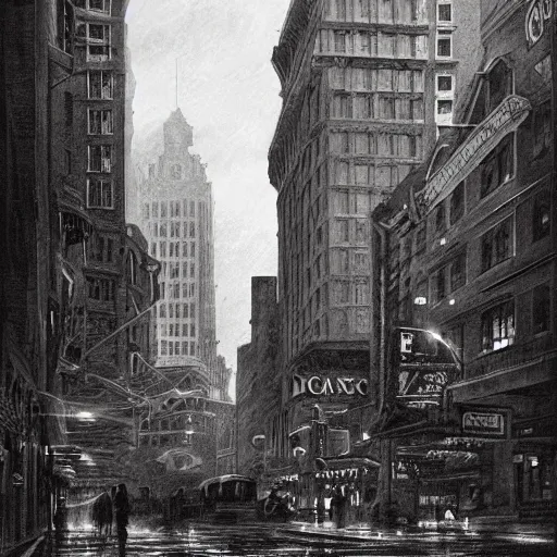 Prompt: downtown boston in 1 9 2 5, dark, spooky, atmospheric lighting, intricate, ultra detailed, well composed, best on artstation, cgsociety, epic, stunning, gorgeous, intricate detail, wow, masterpiece