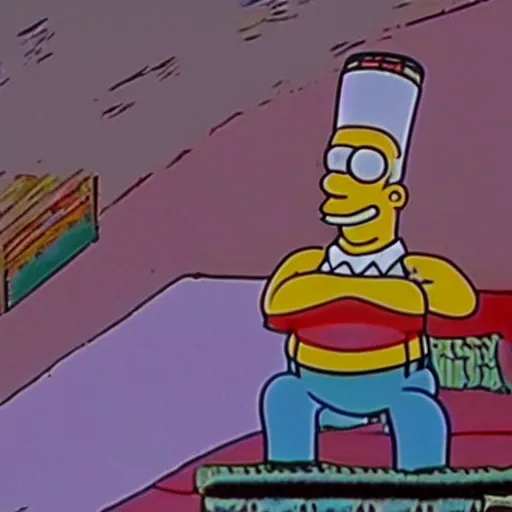 Prompt: A still of Twin Peaks (1990) starring Homer Simpson