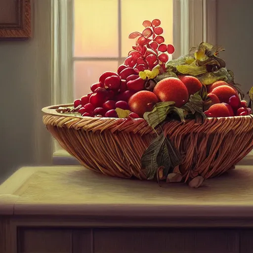 Image similar to photorealistic heaven made of fruit basket, detailed, centered, digital painting, artstation, concept art, donato giancola, joseph christian leyendecker, wlop, boris vallejo, breathtaking, 8 k resolution, extremely detailed, beautiful, establishing shot, artistic, hyperrealistic, beautiful face, octane render, cinematic lighting, dramatic lighting, masterpiece