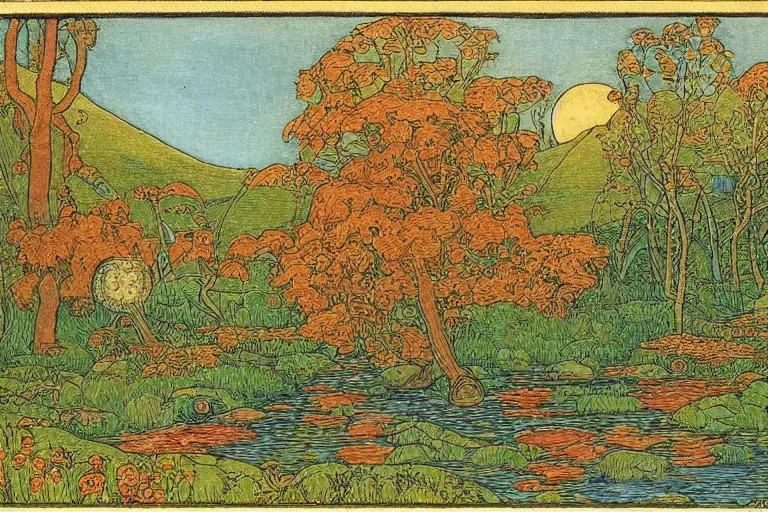 Prompt: a serene landscape by Ivan Bilibin