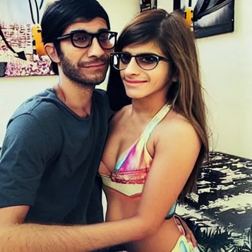 Prompt: Emma Watson with body of mia khalifa