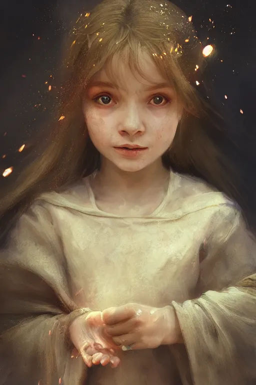 Image similar to medieval little girl, joyful, hope, close - up portrait, intricate, elegant, volumetric lighting, scenery, digital painting, highly detailed, artstation, sharp focus, illustration, concept art, ruan jia, steve mccurry