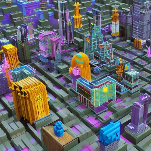 Prompt: Sci-Fi City - Voxel Art, behance, Magica Voxel