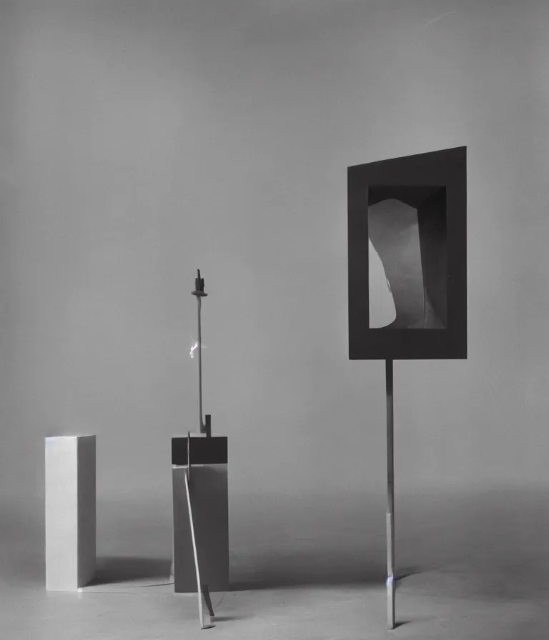 Prompt: a studio packshot of the fontaine readymade by r. mutt and marcel duchamp on a pedestal in an empty museum room, contemporary sculpture, color bleed, light leak, marcel duchamp, man ray, lorenzo vitturi