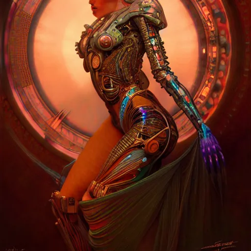 Prompt: extremely psychedelic beautiful cyborg queen of lsd. intricate, elegant, highly detailed, extremely lifelike photorealistic digital painting, artstation. steichen, gaston bussiere, tom bagshaw, cyberpunk alphonse mucha. dark pallet, melancholy. anatomically correct in every way. sultry. sharp focus. soft light. very very lifelike