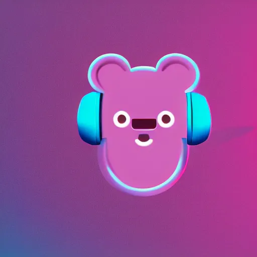 Image similar to iconic vector logo of cute cuddly pink bear with a podcast microphone, melodic, headphones, music, streaming, dreamy, isometric, adorable, octane render, golden ratio, 4k UHD, iconic design