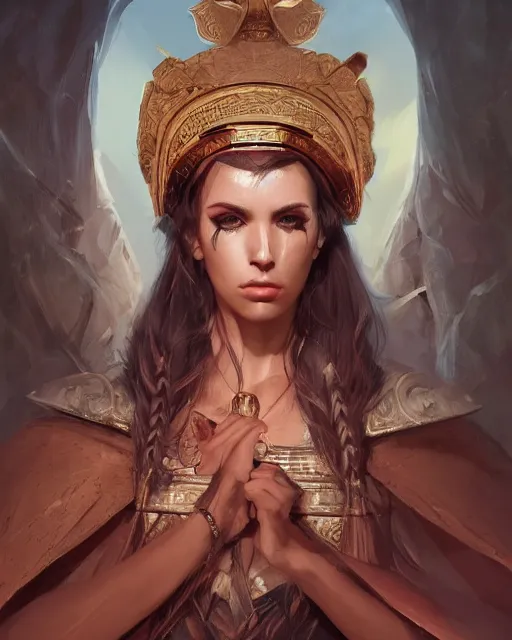 Prompt: a stunning portrait of ruyko matoi as an ancient greek priestess, close up portrait, digital art by ross tran and angel ganev, highly detailed, trending on artstationhq