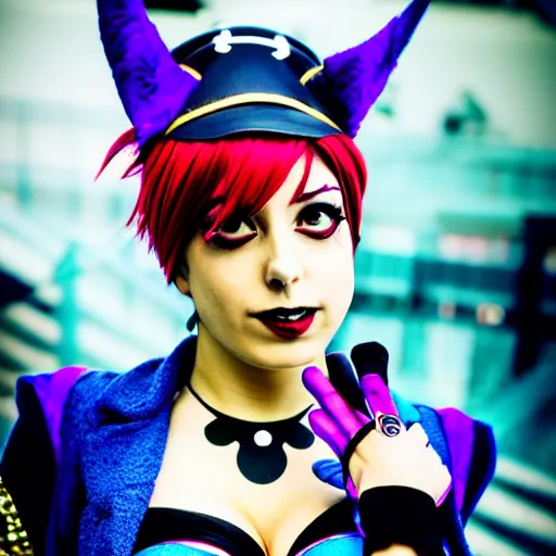 Image similar to photograph of a jolyne kujoh, cosplay, filmic, cinematographic