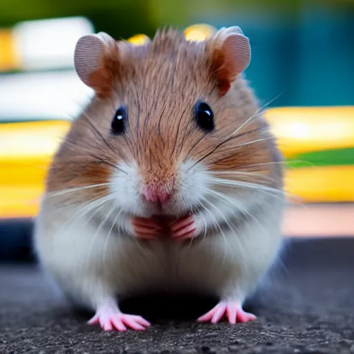 Image similar to detailed photo of a hamster waiting for the train, various poses, full body, unedited, daylight, dof 8 k