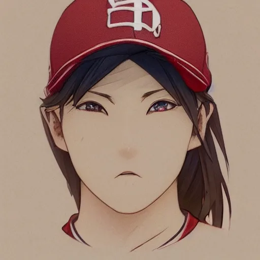 Image similar to anime style, female baseball player, red sport clothing, realistic anatomy, launching straight ball, brown short hair, hair down, symmetrical facial features, from arknights, hyper realistic, rule of thirds, extreme detail, 4 k drawing, safebooru, realistic lighting, by alphonse mucha, greg rutkowski, sharp focus, backlit