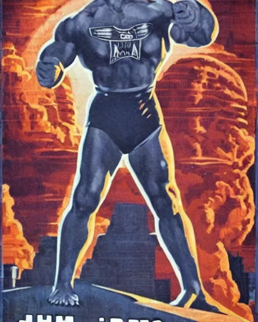 Image similar to john cena in 1 9 5 0 s pulp sci - fi movie poster, retrofuturism, highly detailed