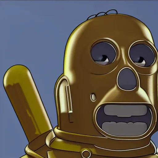 Image similar to Homer Simpson as C3PO, cinematic 4k